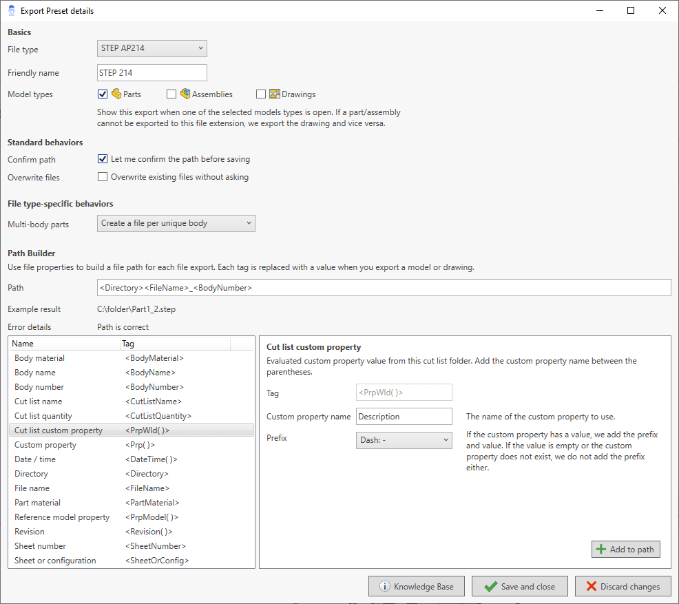Export Preset redesign